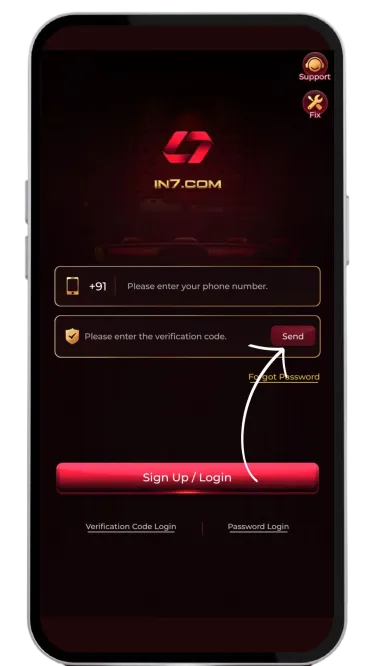 Click on the send button for verification code